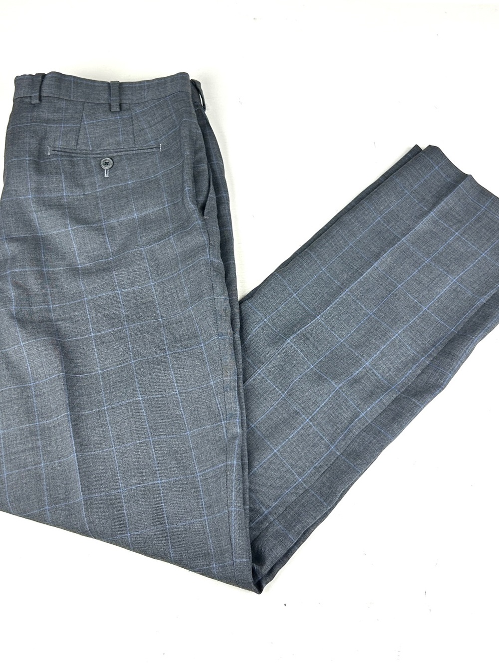 J. Hilburn Loro Piana Zealander Merino Wool Dress Pants Grey Check 36 X 34
